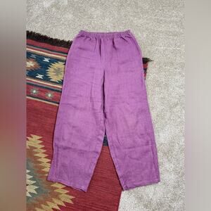 Staley Gretzinger Linen Lagonlook Purple Straight Leg Women's Pants Size Small